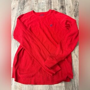 American Eagle AEO Heritage Mens Red Waffle Thermal Crewneck Sweatshirt‎ Large